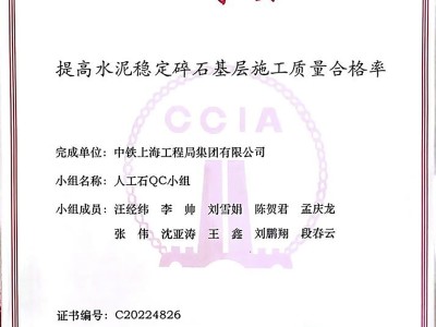 施工筑造质量管理小级活动成果大赛二等奖